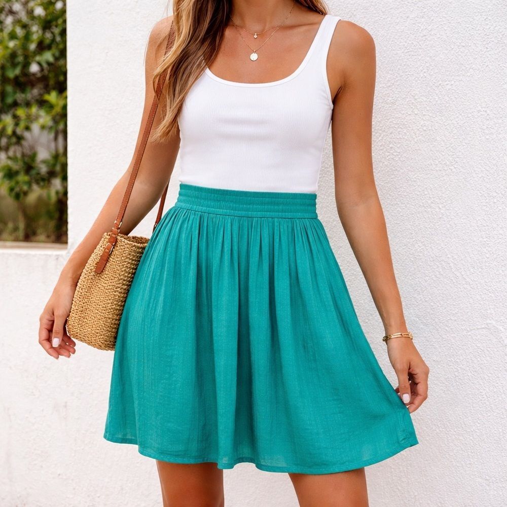Rachel Zoe Skirt Womens Small Kelly Green Flowy Elastic Waist Boho Chic